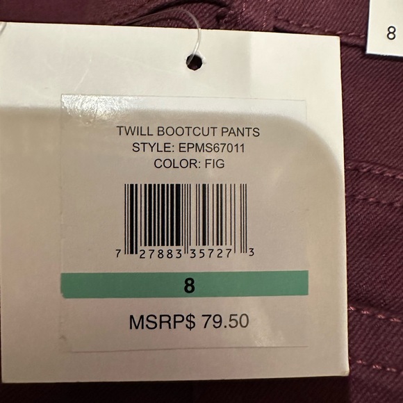 Ellen Tracy Wine Red Stretch Twill Boot Cut Pants Size 8 - Picture 8 of 12